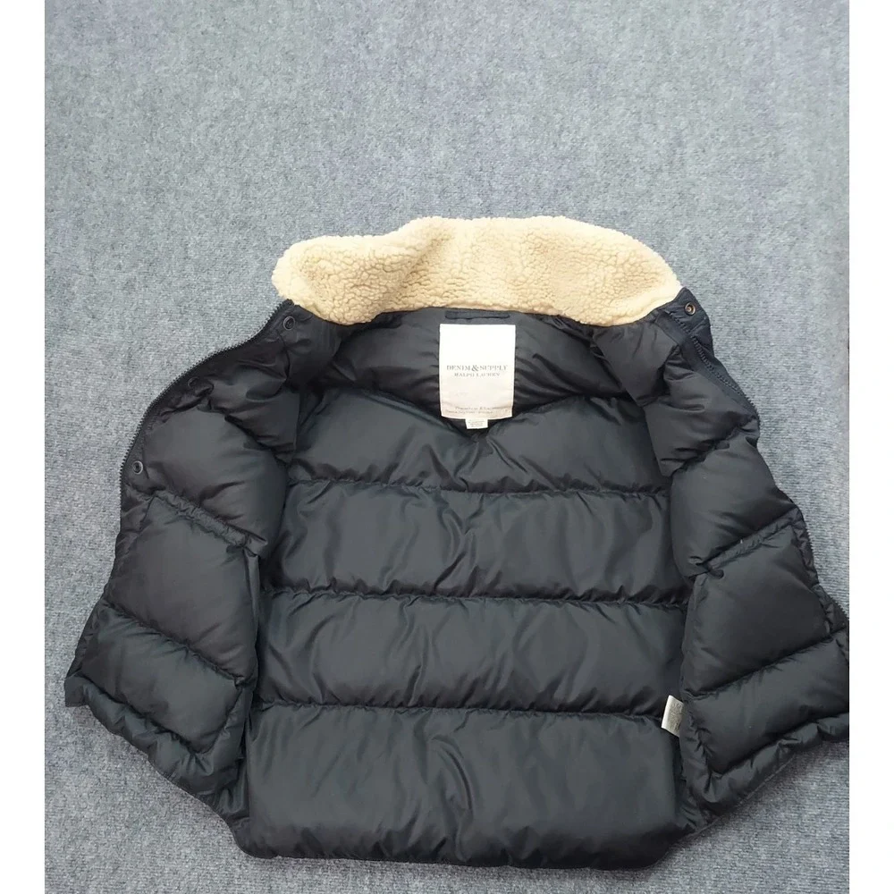 Denim & Supply Ralph Lauren Vest Mens Large Navy Brown Western Sherpa Collar